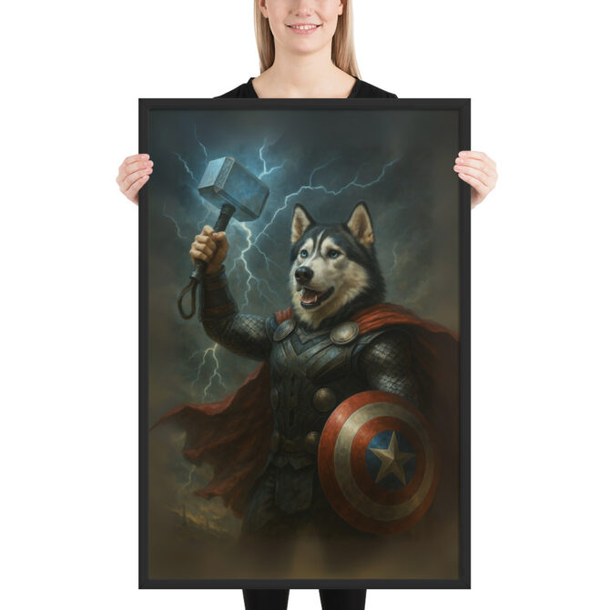 Thor Barkson – Custom Superhero Pet Portrait Poster - Image 3