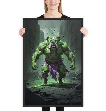The Incredibull – Custom Superhero Pet Portrait Framed Poster