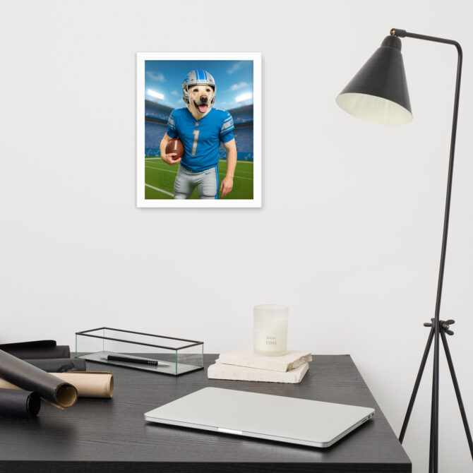 Custom Detroit Lions Pet Portrait – Framed Football Poster - Image 6