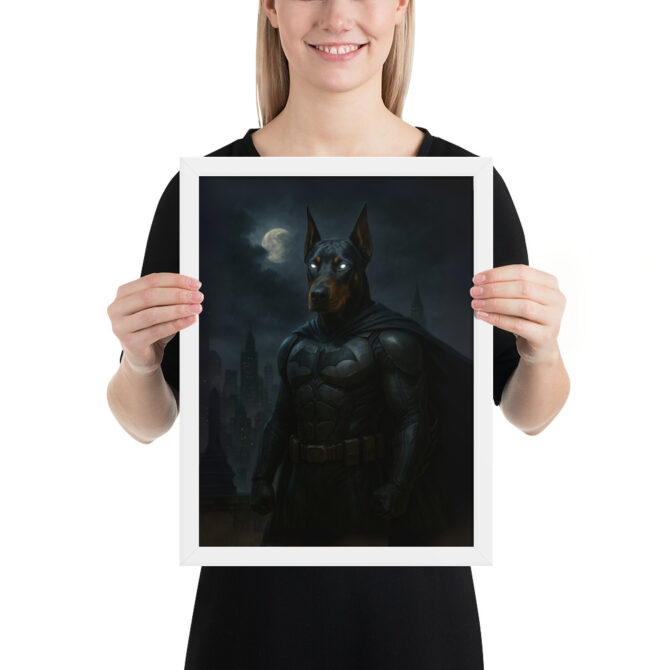 The Bark Knight – Custom Superhero Pet Portrait (Framed Poster) - Image 4