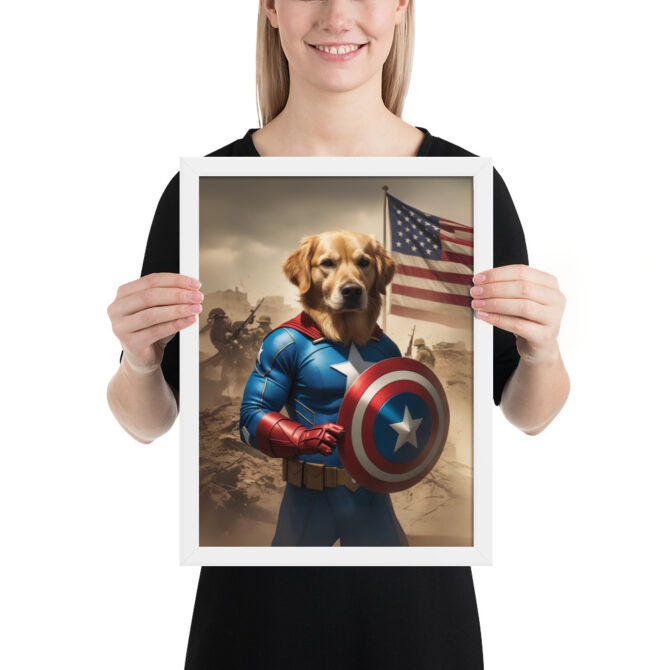 Captain AmeriCanine – Custom Superhero Pet Portrait Framed Poster - Image 5