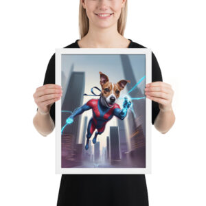 Custom Spider-Paw Superhero Pet Portrait – Framed Poster