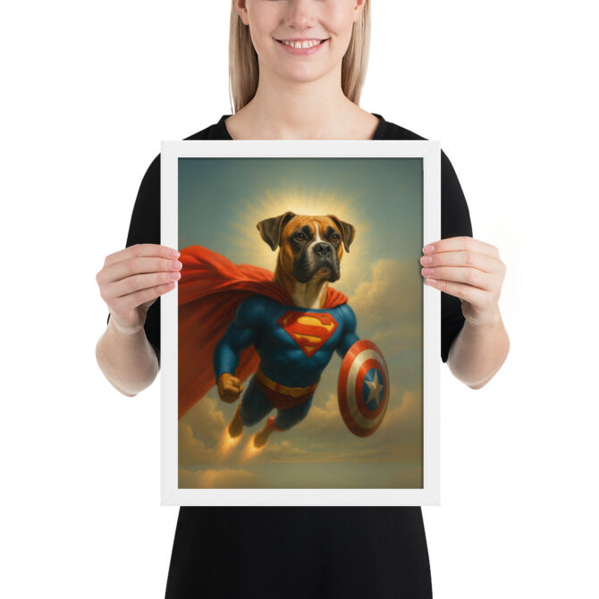 Custom Superdog Pet Portrait – Framed Superhero Poster Print - Image 4