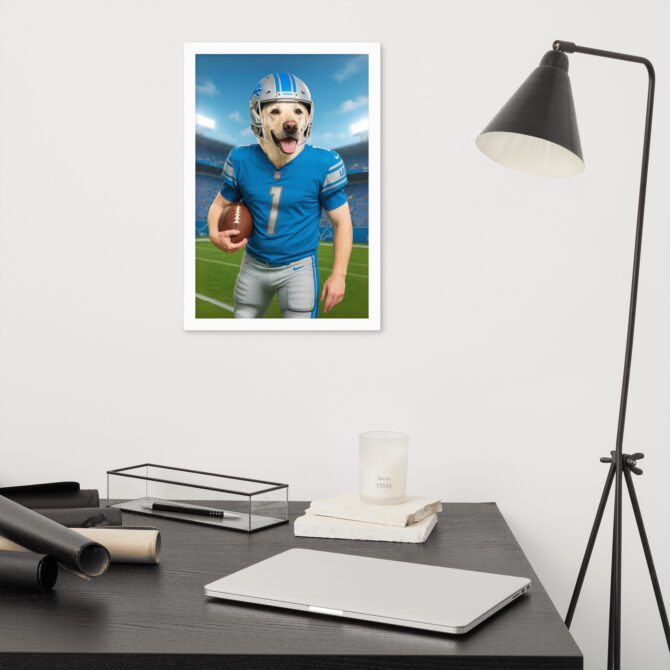 Custom Detroit Lions Pet Portrait – Framed Football Poster - Image 7