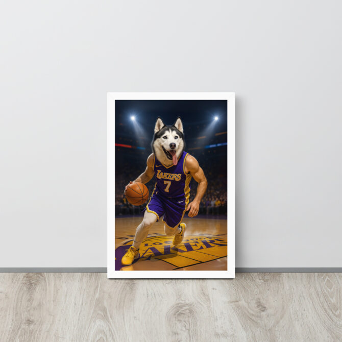 Custom Los Angeles Lakers Pet Basketball Poster – Framed - Image 7