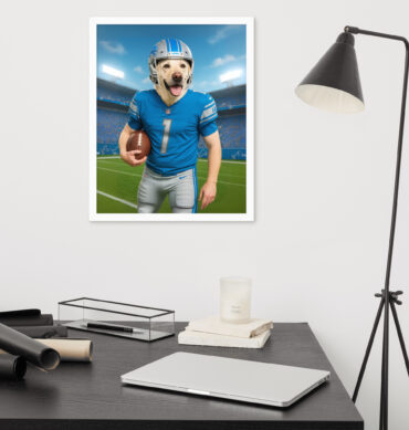 Custom Detroit Lions Pet Portrait – Framed Football Poster