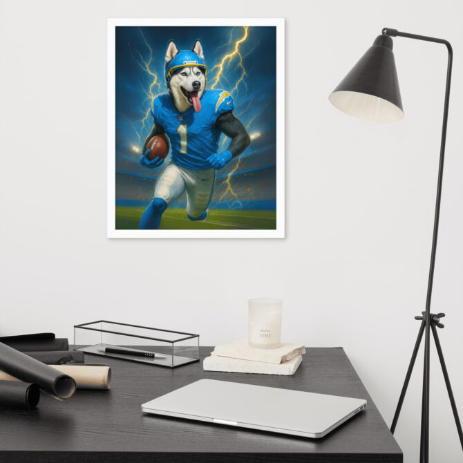Custom Los Angeles Chargers Pet Portrait – Framed Poster