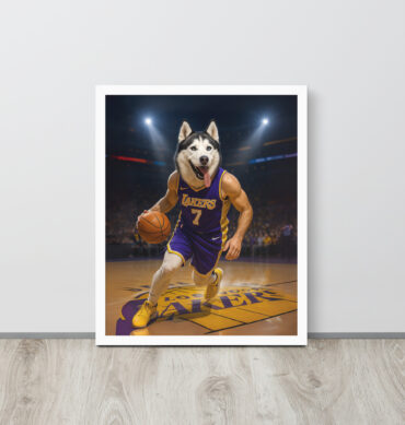 Custom Los Angeles Lakers Pet Basketball Poster – Framed