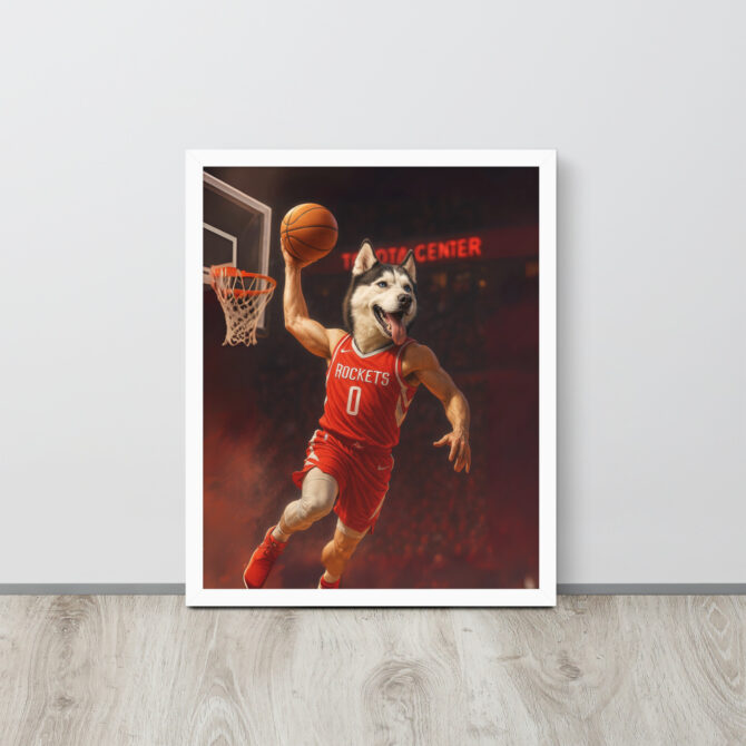 Houston Rockets Custom Pet Basketball Poster – Framed Art - Image 7