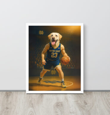 Notre Dame Pet Basketball Poster – Custom Framed Artwork