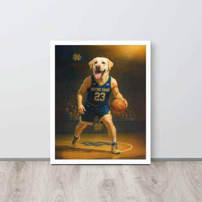 Notre Dame Pet Basketball Poster – Custom Framed Artwork