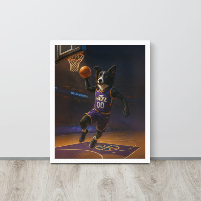 Utah Jazz Custom Pet Basketball Portrait – Slam Dunk Poster