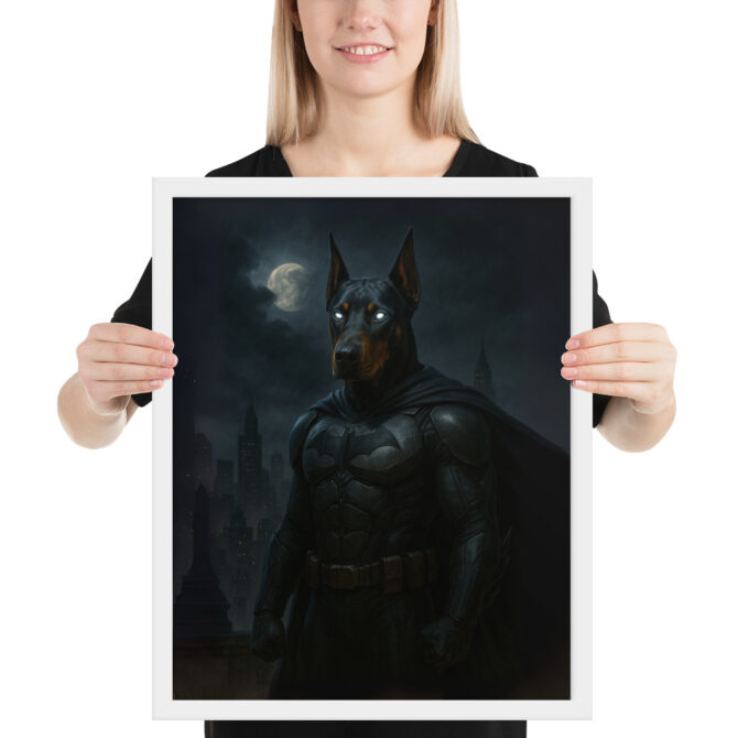 The Bark Knight – Custom Superhero Pet Portrait (Framed Poster) - Image 5