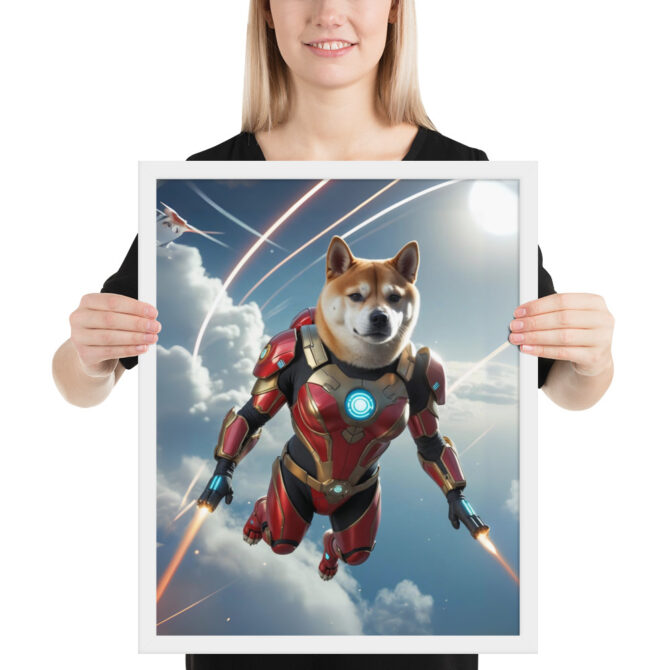 Iron Paw Superhero Pet Portrait – Custom Framed Print
