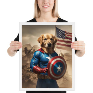 Captain AmeriCanine – Custom Superhero Pet Portrait Framed Poster