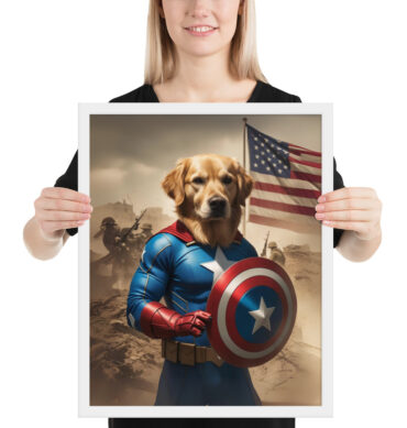 Captain AmeriCanine – Custom Superhero Pet Portrait Framed Poster