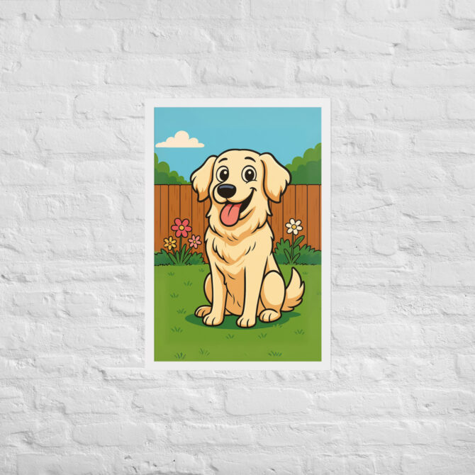 Custom Cartoon Pet Portrait – Backyard Scene | Framed Poster - Image 17