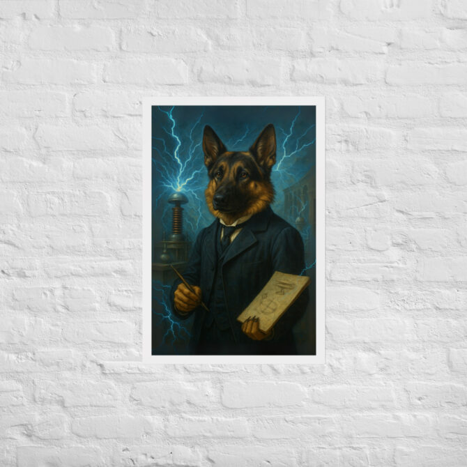 Custom Nikola Tesla Pet Portrait – Framed Poster Print - Image 8