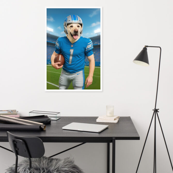 Custom Detroit Lions Pet Portrait – Framed Football Poster - Image 8