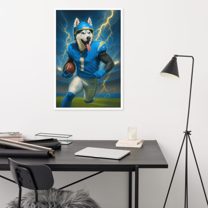 Custom Los Angeles Chargers Pet Portrait – Framed Poster - Image 8