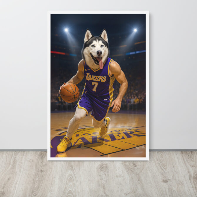 Custom Los Angeles Lakers Pet Basketball Poster – Framed - Image 8