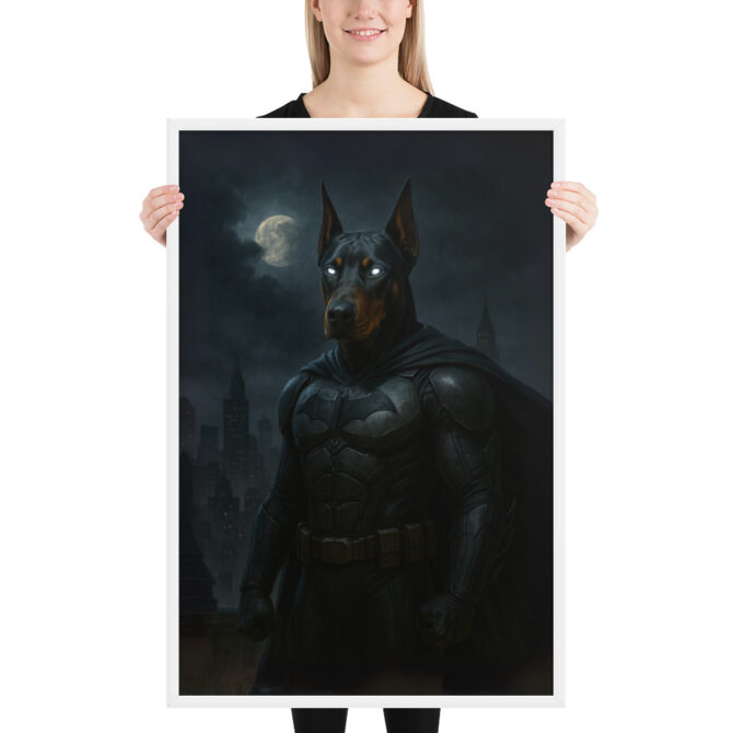 The Bark Knight – Custom Superhero Pet Portrait (Framed Poster) - Image 6