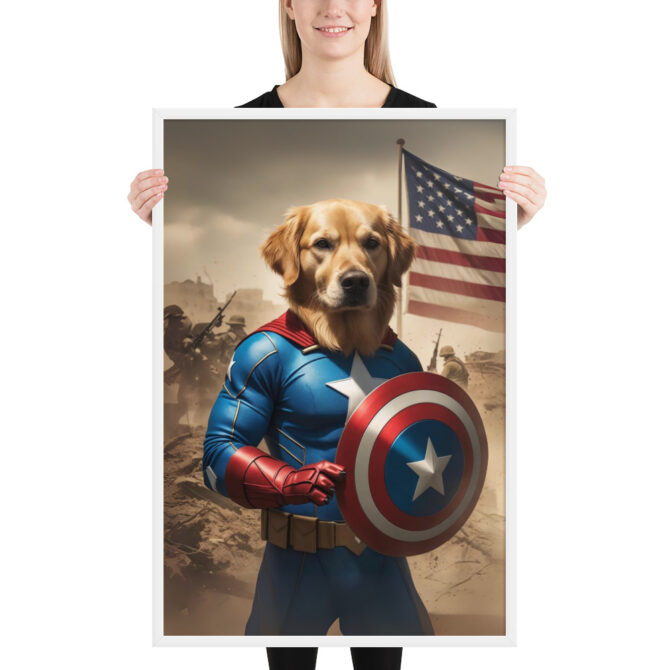 Captain AmeriCanine – Custom Superhero Pet Portrait Framed Poster - Image 6