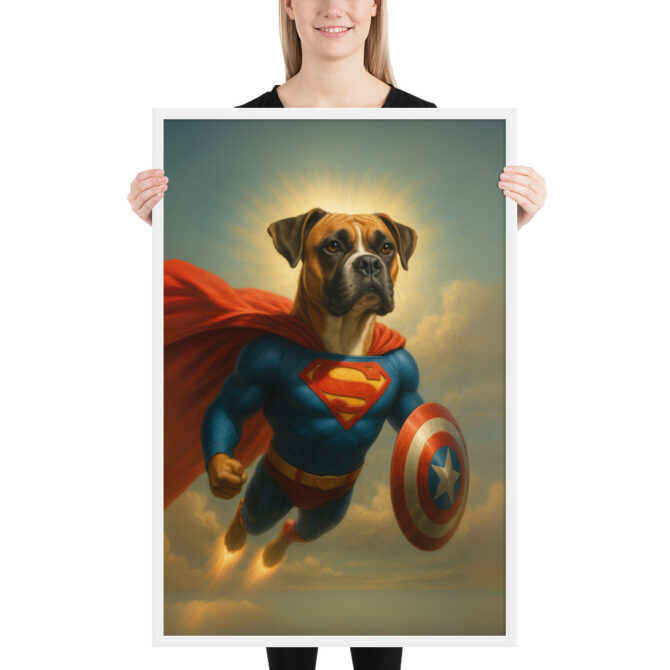 Custom Superdog Pet Portrait – Framed Superhero Poster Print - Image 6
