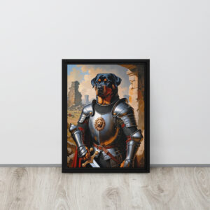 Custom Renaissance Pet Portrait – The Knight of Naples (Framed Canvas)