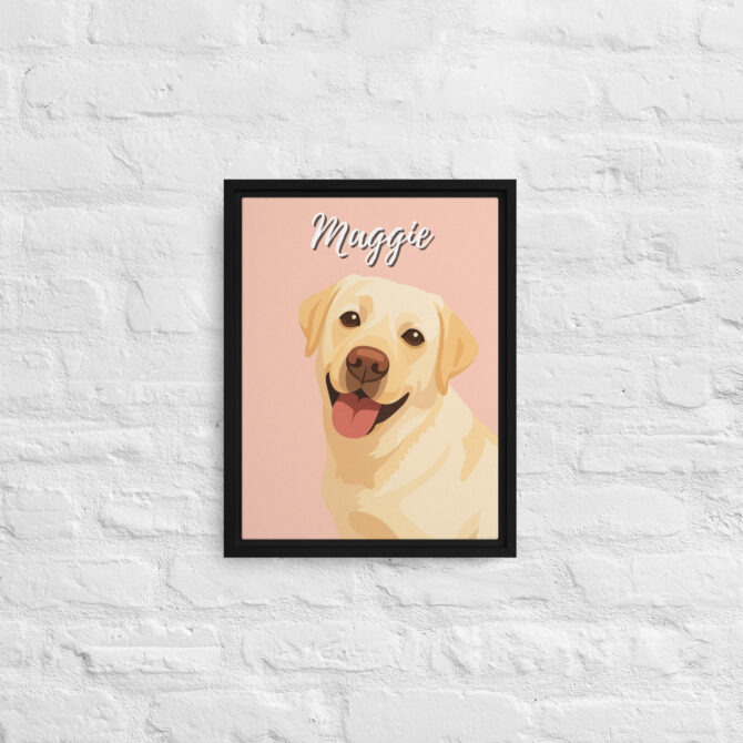 Modern Custom Pet Portrait – Vector Art on Framed Canvas - Mint Mimi Pink - Image 3