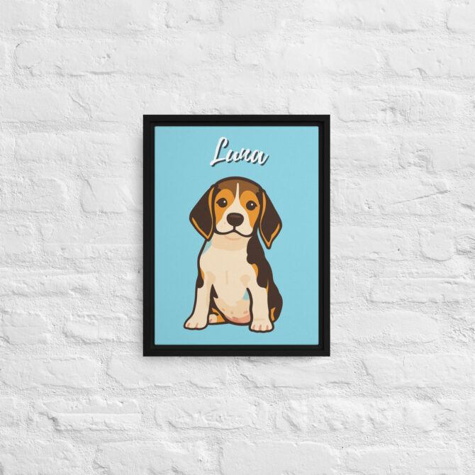 Modern Pet Portrait – Custom Vector Art on Framed Canvas - Non Photo Blue - Image 3