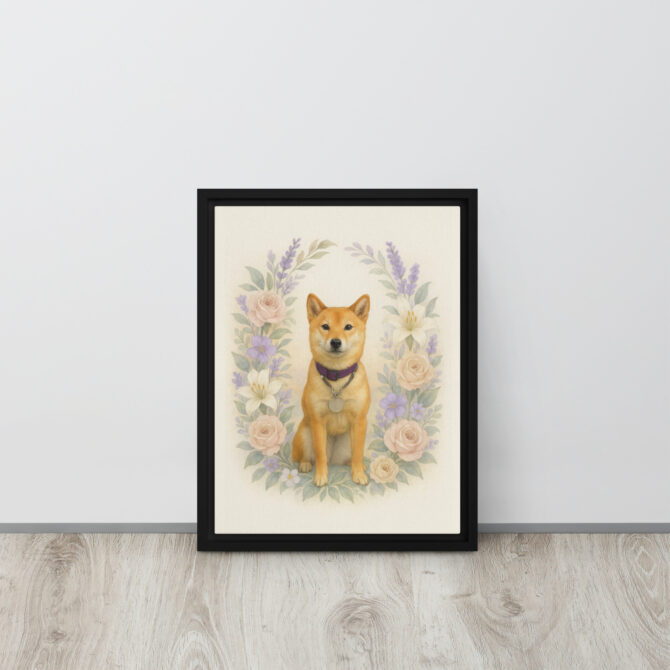 Custom Pet Memorial – Floral Wreath Framed Canvas Tribute - Image 3