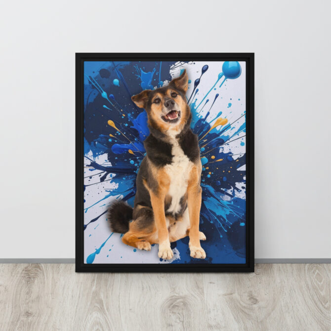 Color-Boom Pet Portrait – Blue Canvas (Framed) - Image 2
