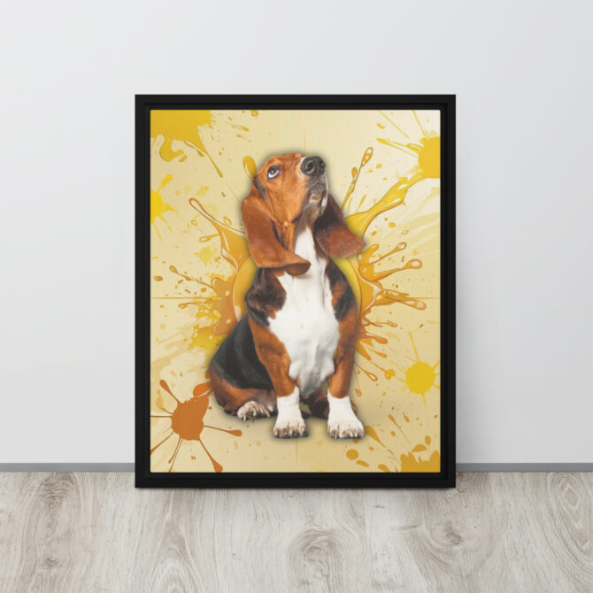 Color-Boom Pet Portrait – Yellow Canvas (Framed) - Image 2