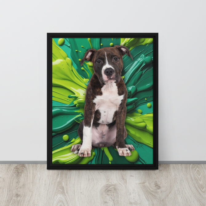 Color-Boom Pet Portrait – Green Canvas (Framed) - Image 2