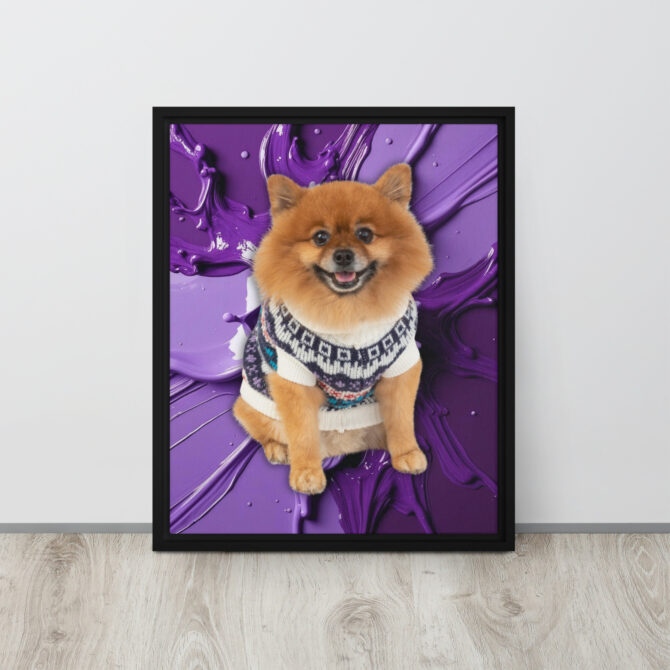 Color-Boom Pet Portrait – Purple Canvas (Framed) - Image 2