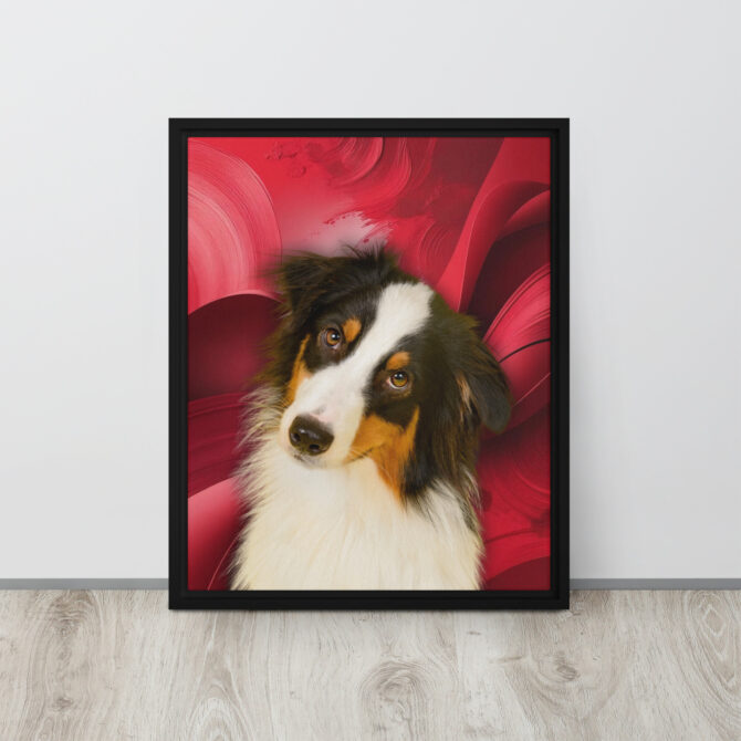Color-Boom Pet Portrait – Red Canvas (Framed) - Image 2