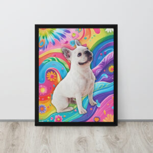 Color-Boom Pet Portrait – Rainbow Hippie Canvas (Framed)