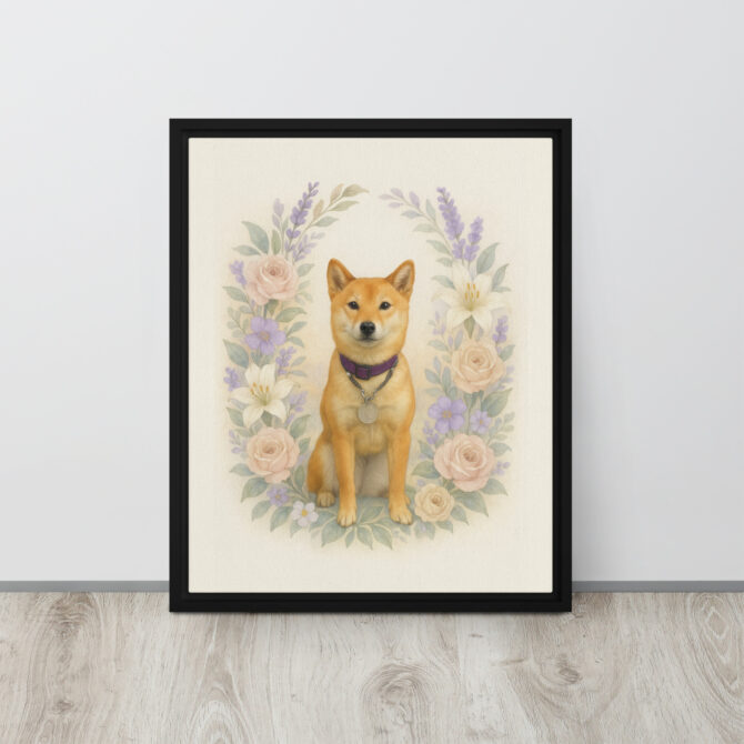Custom Pet Memorial – Floral Wreath Framed Canvas Tribute - Image 4