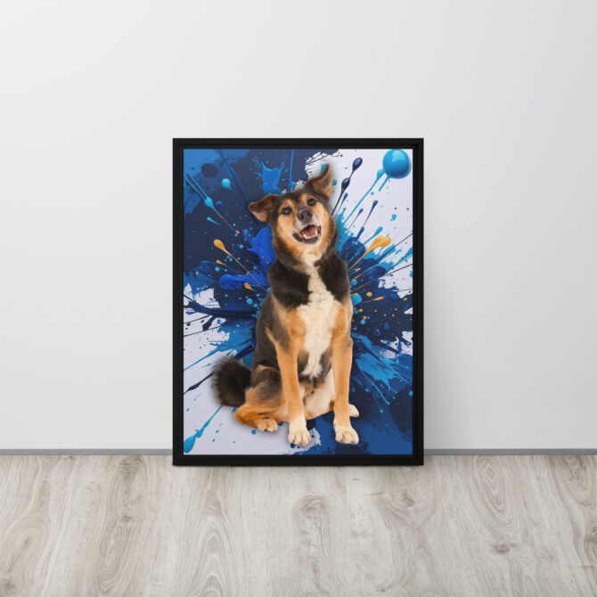 Color-Boom Pet Portrait – Blue Canvas (Framed) - Image 3