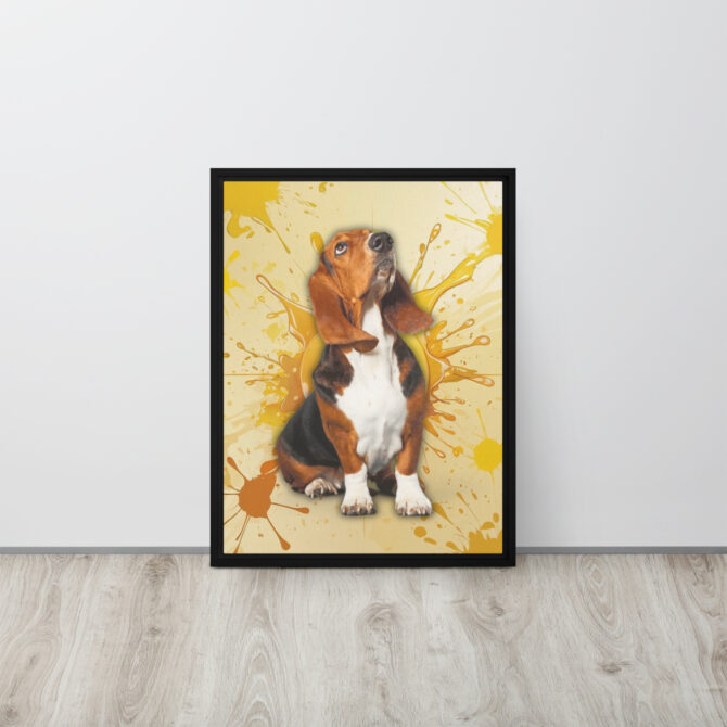 Color-Boom Pet Portrait – Yellow Canvas (Framed) - Image 3