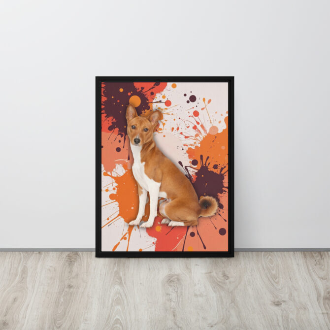 Color-Boom Pet Portrait – Orange Canvas (Framed) - Image 3