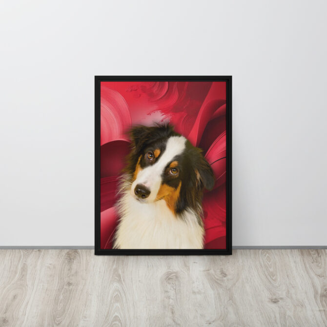 Color-Boom Pet Portrait – Red Canvas (Framed) - Image 3
