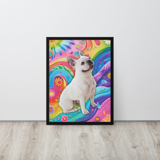 Color-Boom Pet Portrait – Rainbow Hippie Canvas (Framed) - Image 2