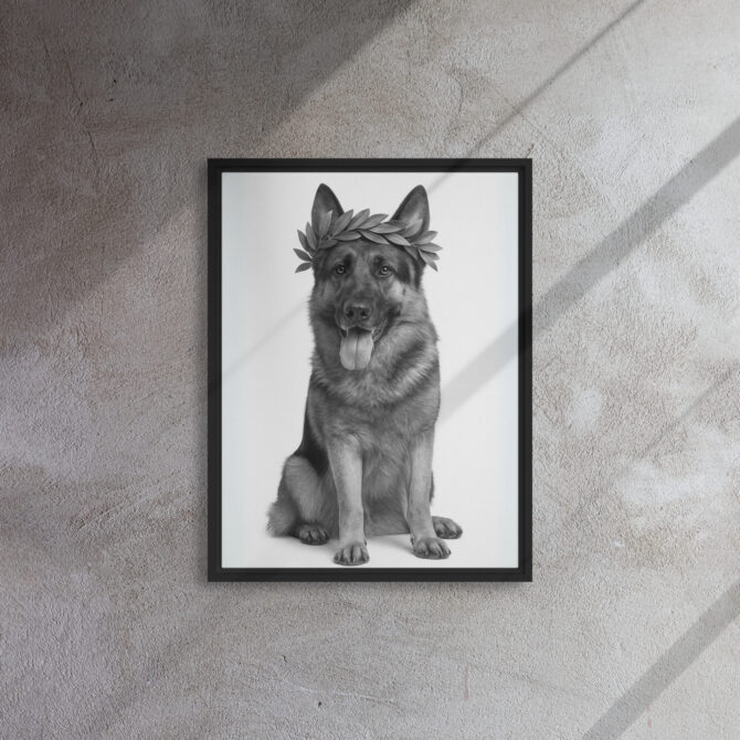Roman Crown Custom Pet Portrait – Framed Canvas Print