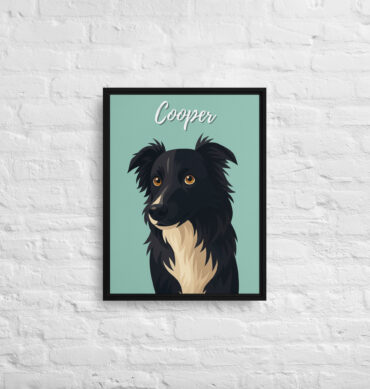 Modern Pet Portrait – Vector Style on Framed Canvas
