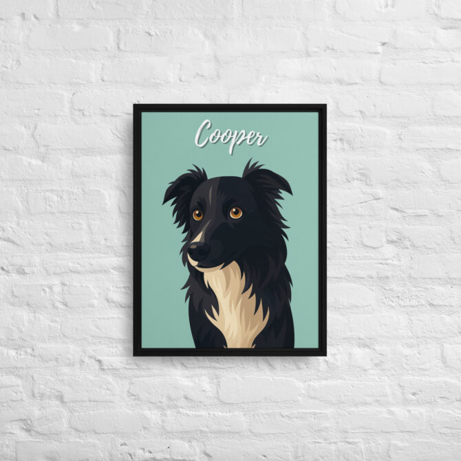 Modern Pet Portrait – Vector Style on Framed Canvas