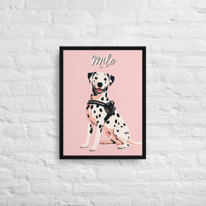 Custom Modern Pet Portrait – Minimalist Vector on Canvas - Cherry Blossom
