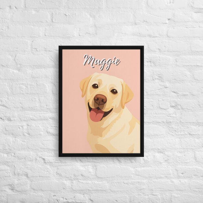 Modern Custom Pet Portrait – Vector Art on Framed Canvas - Mint Mimi Pink - Image 4