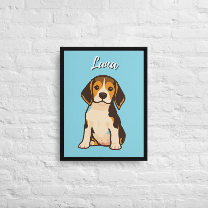 Modern Pet Portrait – Custom Vector Art on Framed Canvas - Non Photo Blue - Image 4